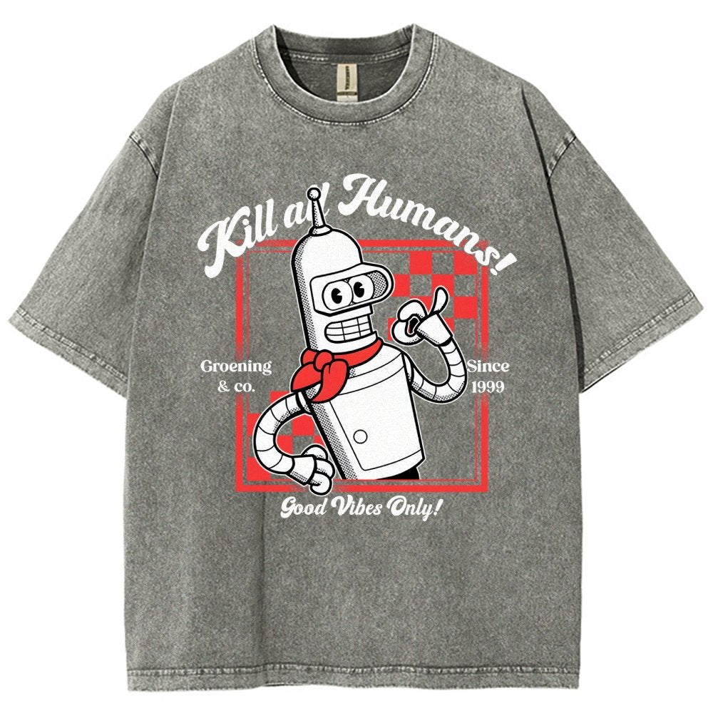 Kill All Humans Vintage Distressed T-shirt