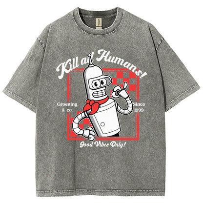 Kill All Humans Vintage Distressed T-shirt