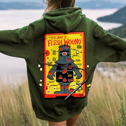 Flesh Wound Skill Game Nerdy Printed Back Cotton Hoodie