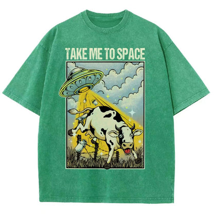 Take Me to Space - Alien Cow Abduction Vintage Distressed T-shirt
