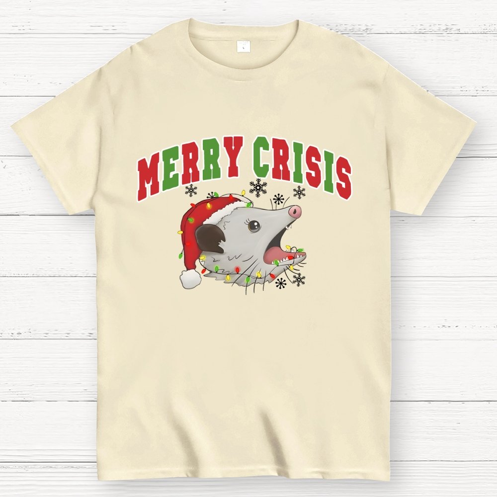 Merry Crisis Opossum Funny Christmas Geek T-Shirt