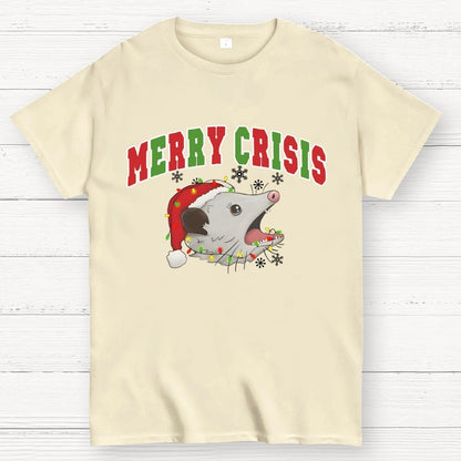 Merry Crisis Opossum Funny Christmas Geek T-Shirt