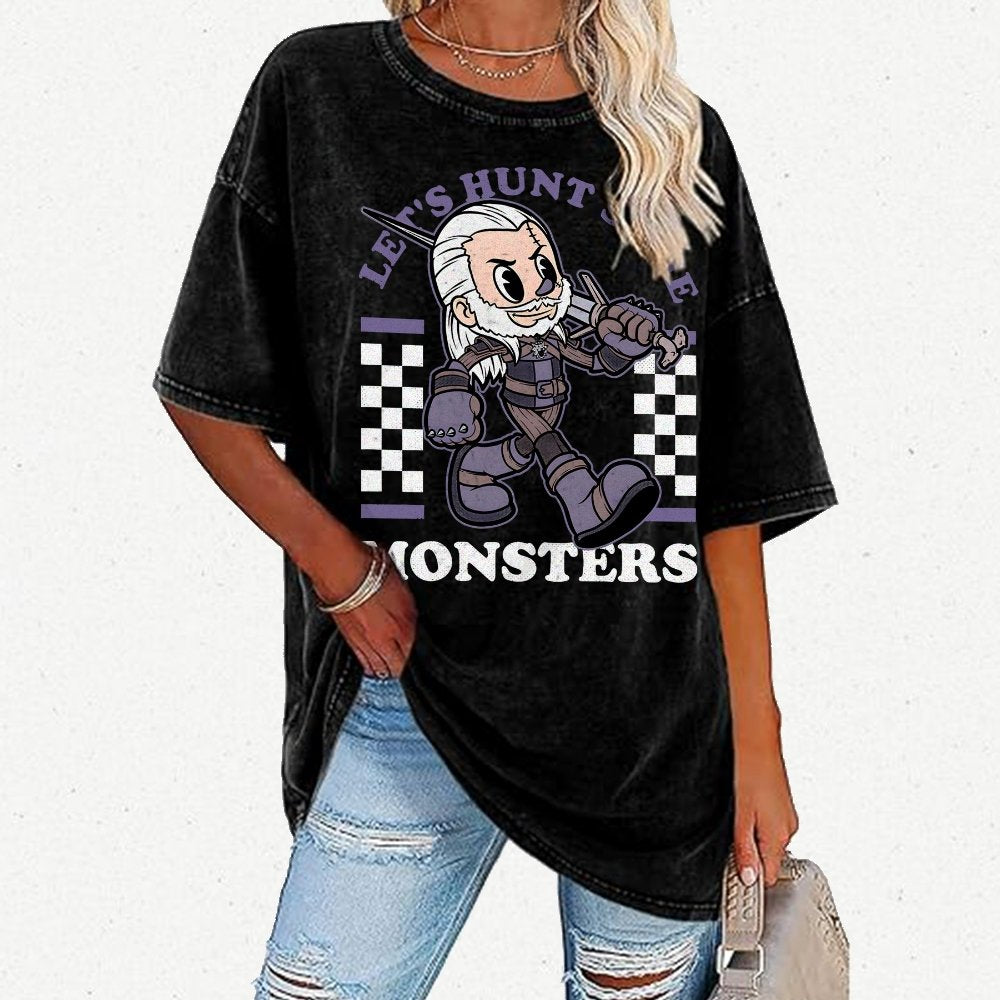 Hunt Some Monsters Vintage Distressed T-shirt