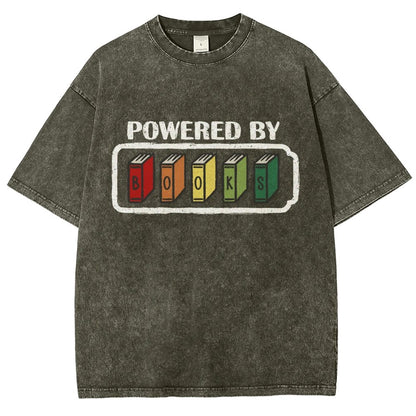 Powered by Books Vintage Distressed T-shirt