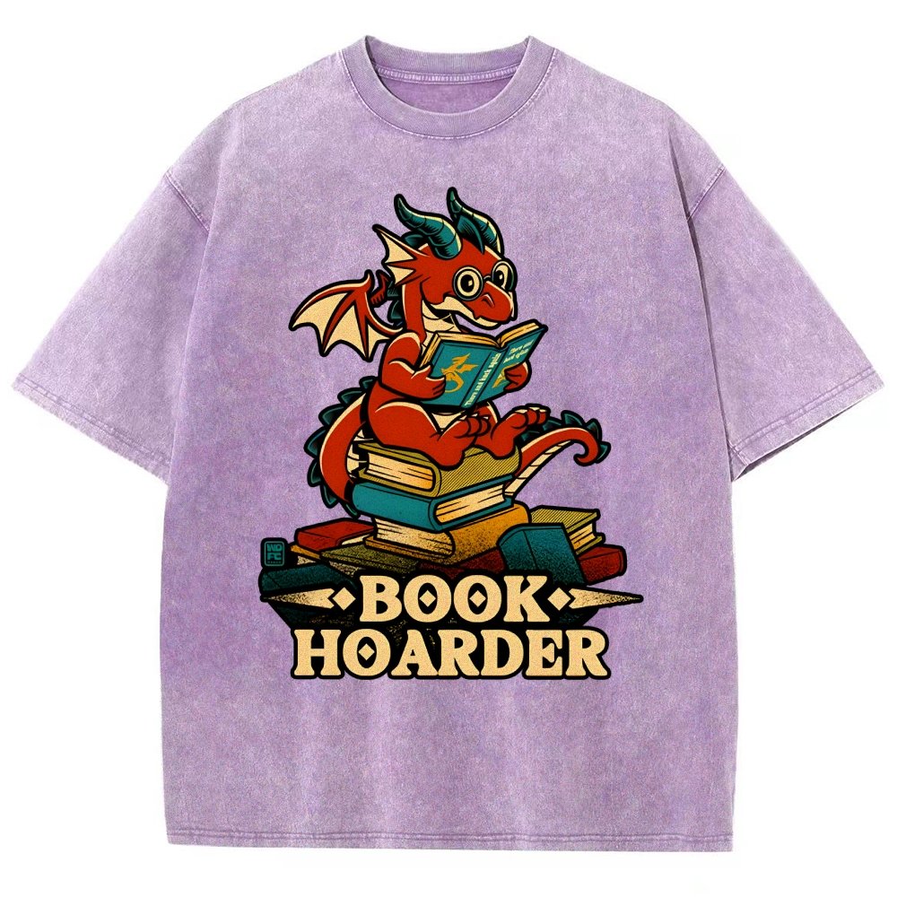 Book Hoarder Dragon Vintage Distressed T-shirt