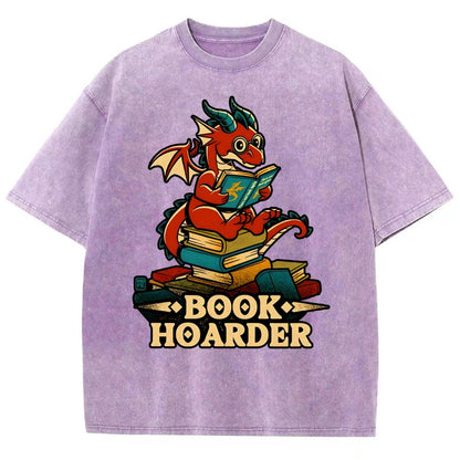 Book Hoarder Dragon Vintage Distressed T-shirt