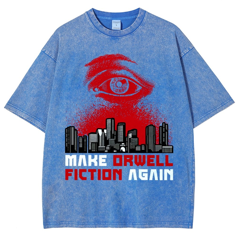 Damen Make Orwell Fiction Again Vintage Distressed T-shirt