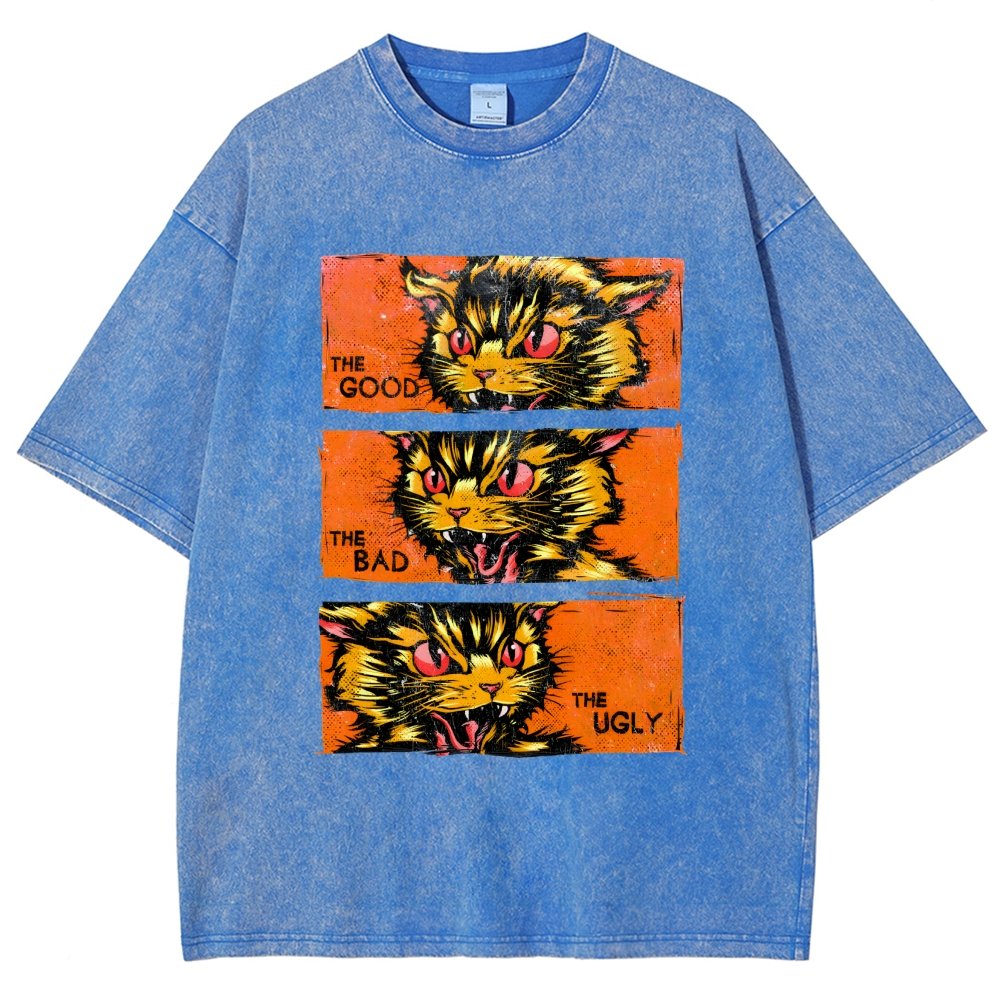 The Good The Bad The Ugly Cat  Vintage Distressed T-shirt