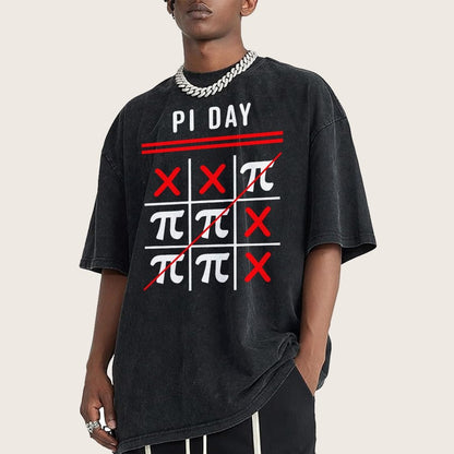 3.14 Tic-Tac-Toe Noughts And Crosses Happy Pi Day Geek Vintage Distressed T-shirt
