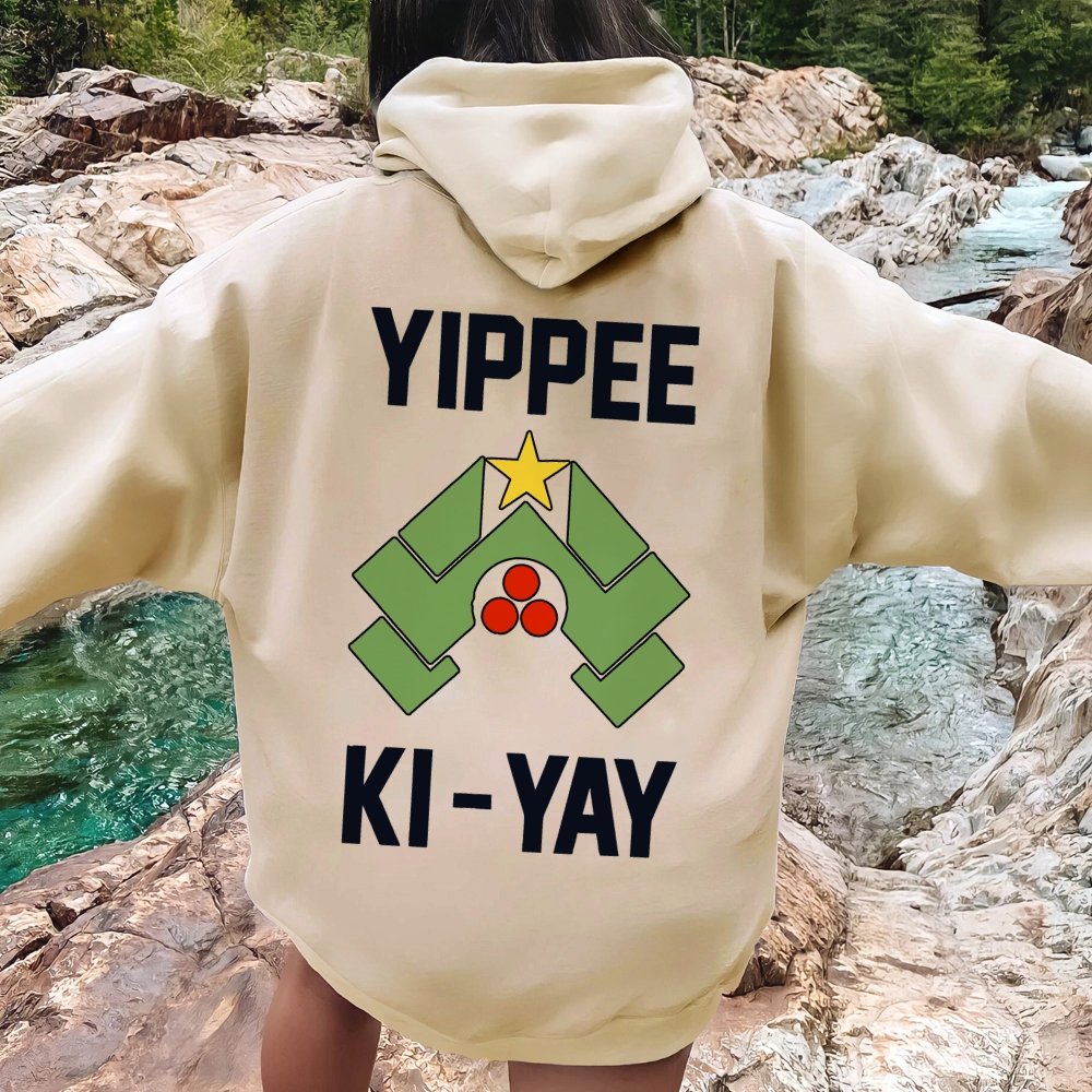 YIPPEE KI-YAY Printed Back Unisex Cotton Hoodie