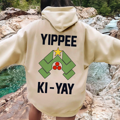YIPPEE KI-YAY Printed Back Unisex Cotton Hoodie