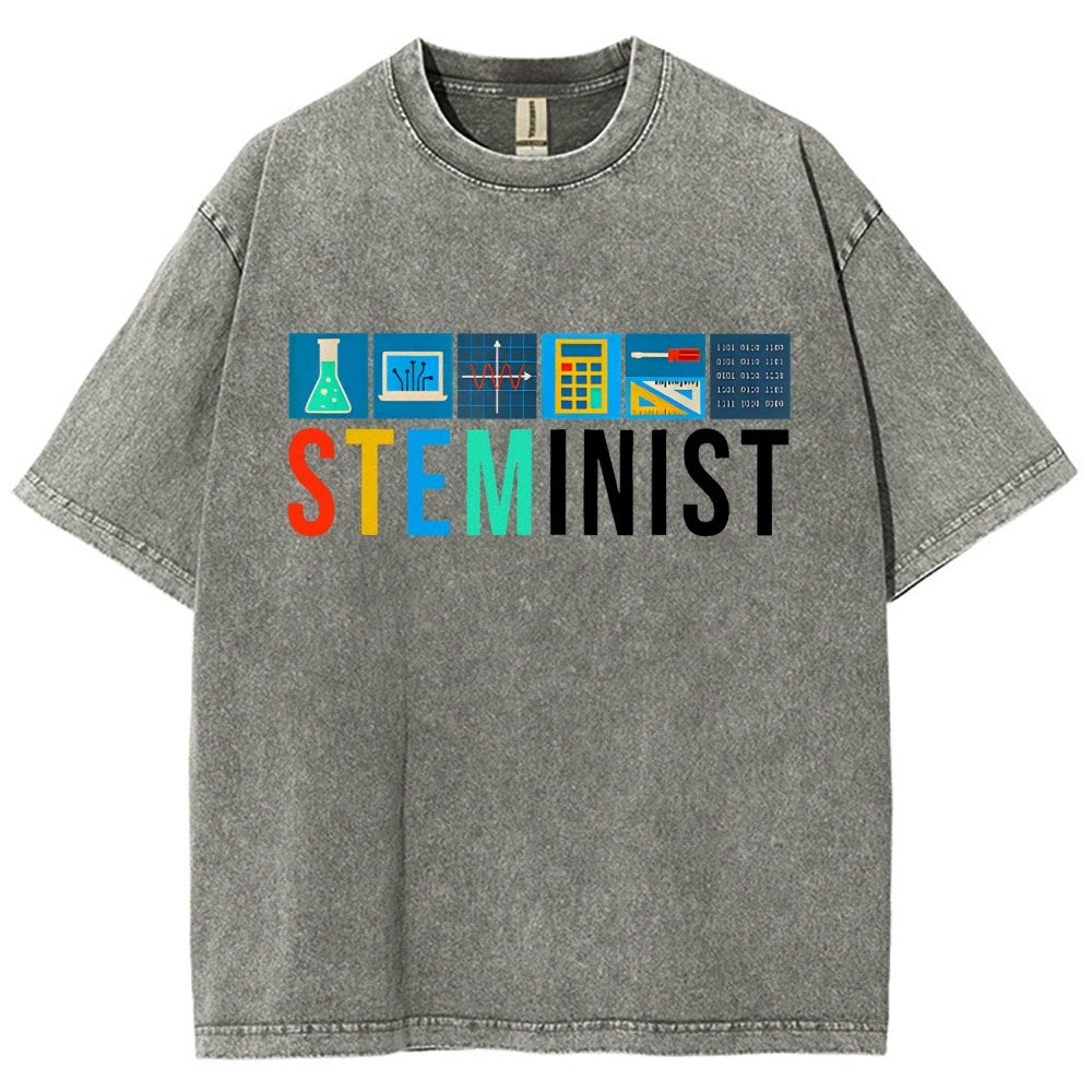 Steminist Science Technology Engineering Math STEM Vintage Distressed T-shirt
