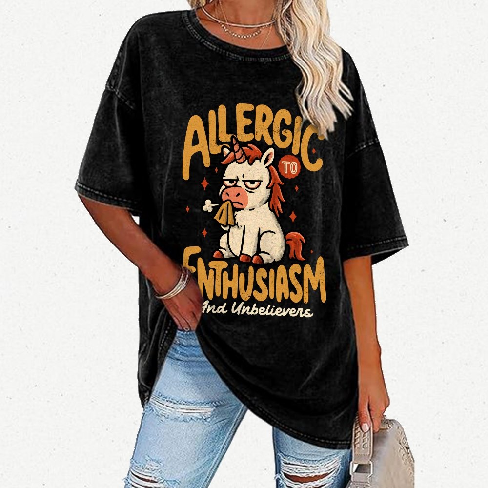 Allergic to Enthusiasm Vintage Distressed T-shirt
