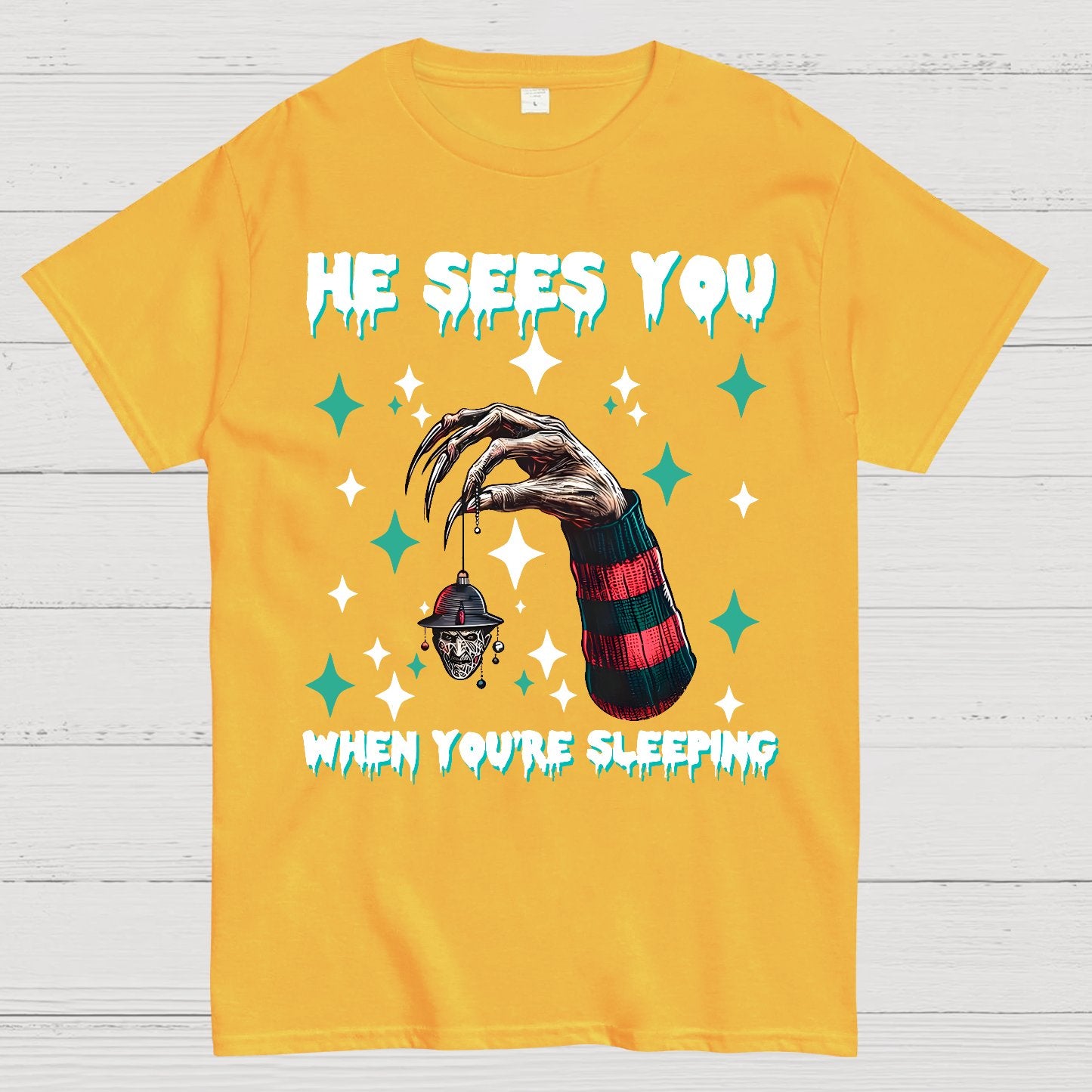 Horror Christmas He Sees You When You Are Sleeping Geek T-Shirt