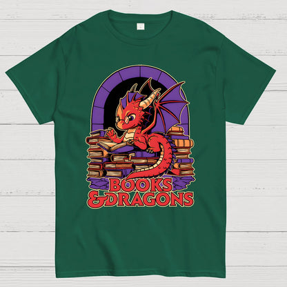 Books and Dragons Geek T-Shirt