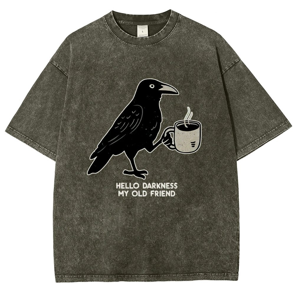 Raven Crow Coffee Vintage Distressed T-shirt