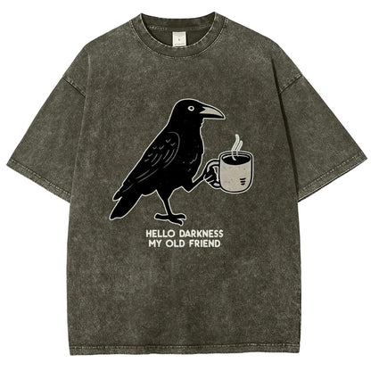Raven Crow Coffee Vintage Distressed T-shirt