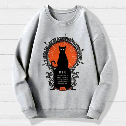 Halloween Cat Print Geek Cotton Sweatshirt