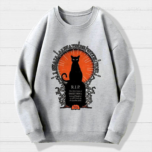 Halloween Cat Print Geek Cotton Sweatshirt