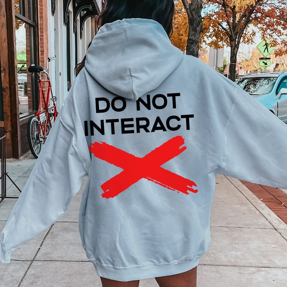 Do Not Interact Printed Back Unisex Cotton Hoodie