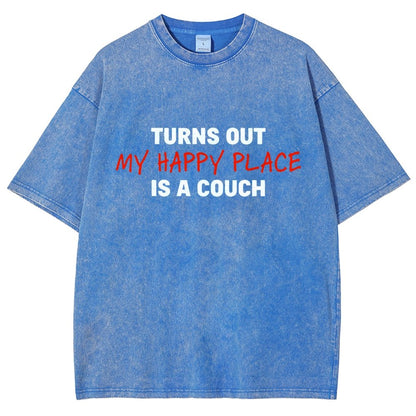My Happy Place Is A Couch Vintage Distressed T-shirt