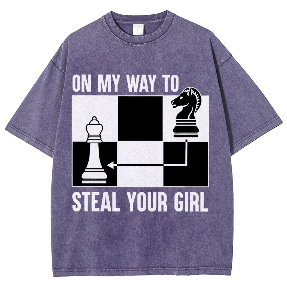 Chess Game On My Way To Steal Your Girl Vintage Distressed T-shirt