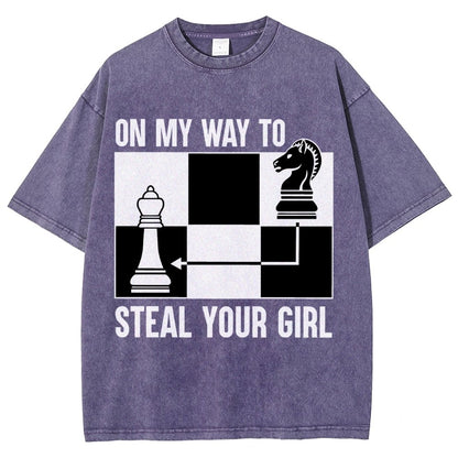 Chess Game On My Way To Steal Your Girl Vintage Distressed T-shirt