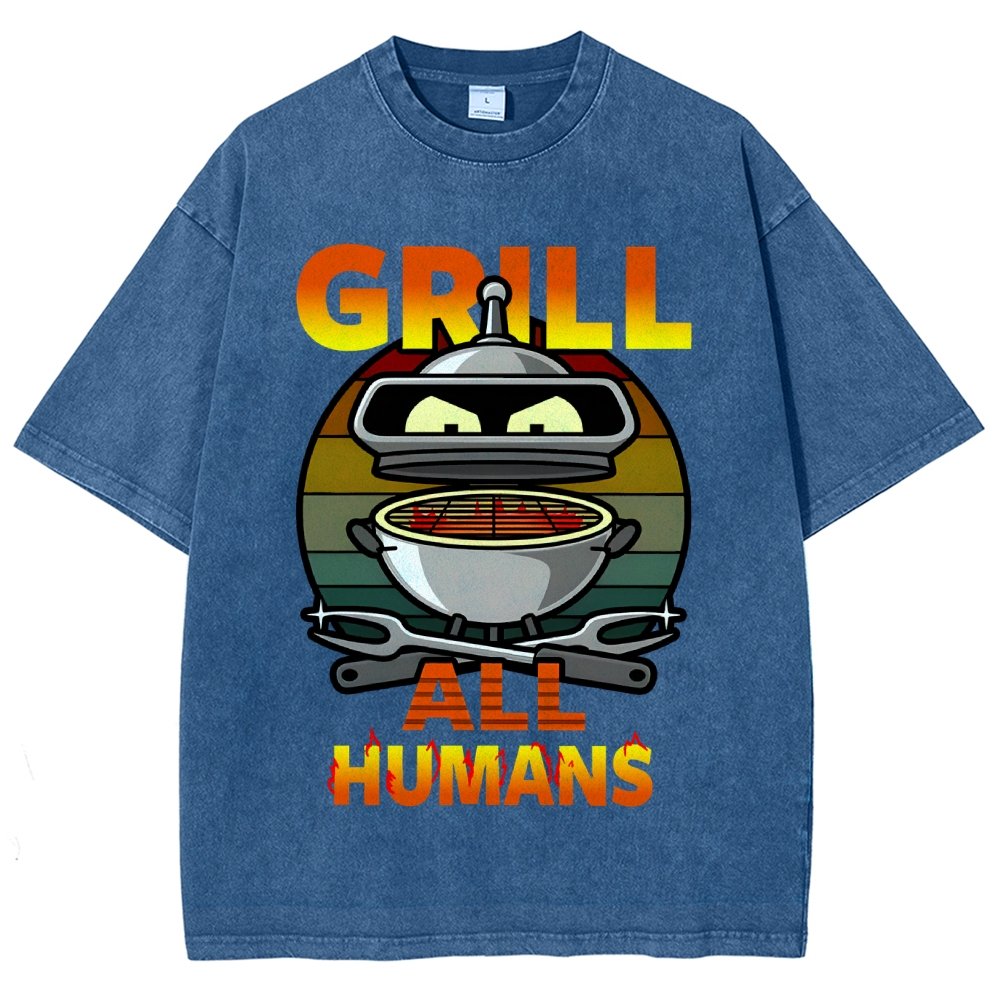 Grill All Humans Vintage Distressed T-shirt
