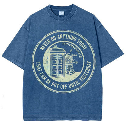Time Travel Procrastination Vintage Distressed T-shirt