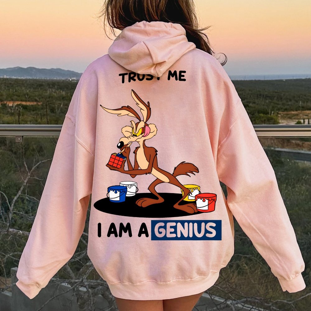 Trust Me I'm a Genius Printed Back Cotton Hoodie