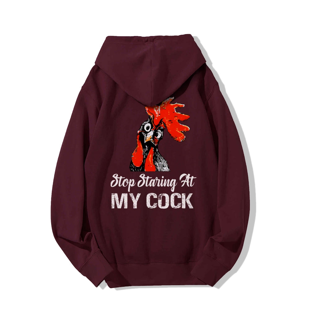 Stop Staring at My Cock Printed Back Unisex Cotton Hoodie