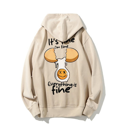 Everything is fine Printed Back Unisex Cotton Hoodie