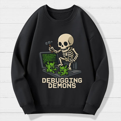 Debugging Demons Funny Programmer Geek Cotton Sweatshirt