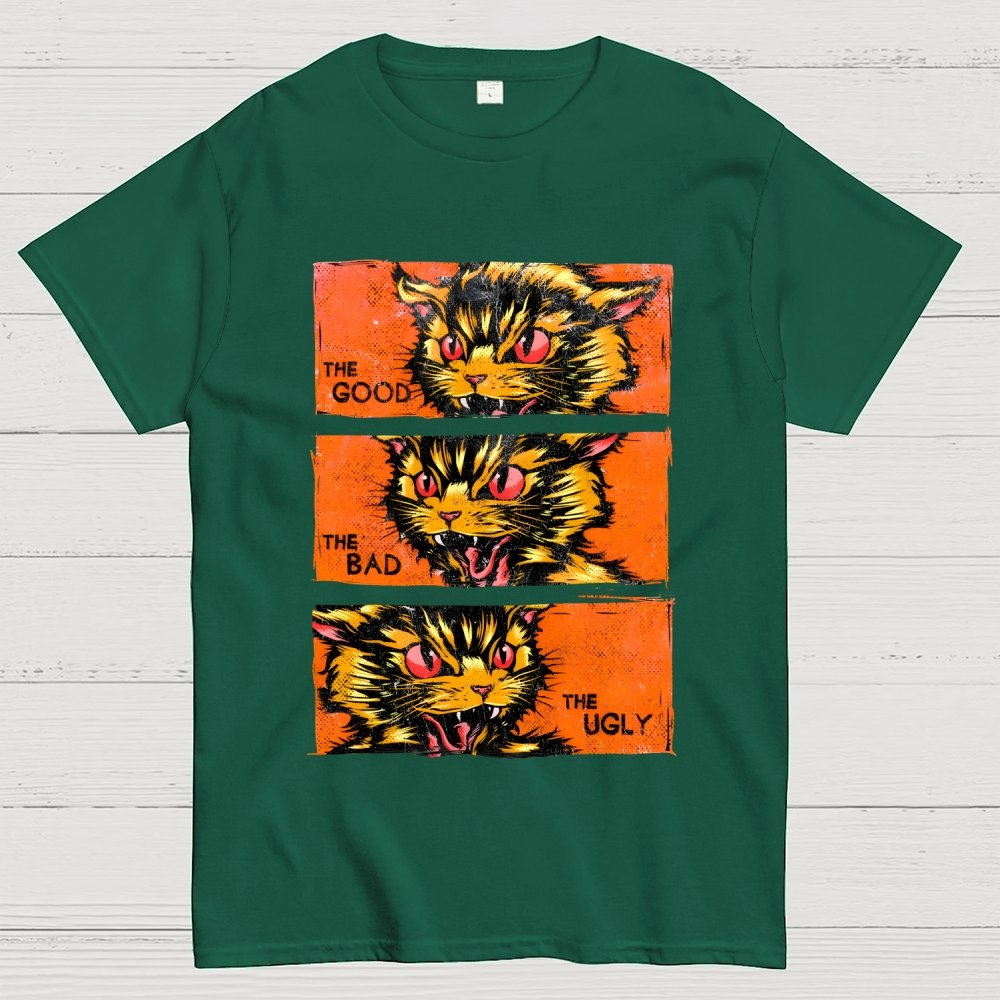 The Good The Bad The Ugly Cat Geek T-Shirt