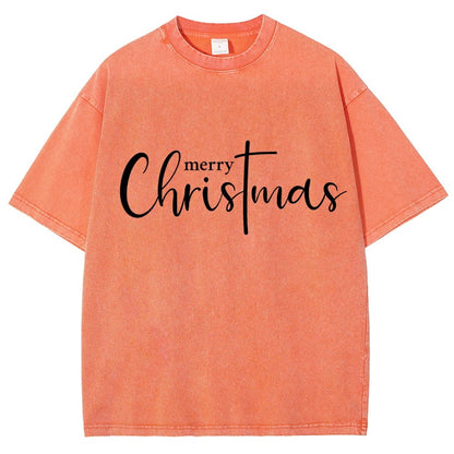 Merry Christmas .Christmas Cross Vintage Distressed T-shirt