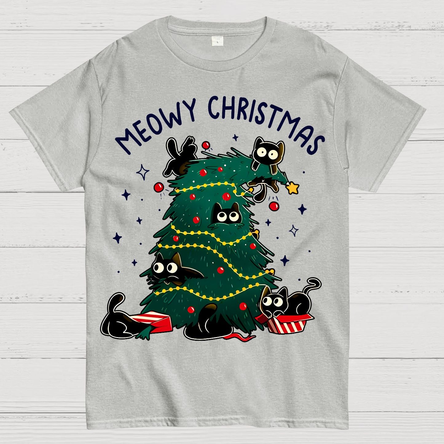 Meowy Christmas Funny Cats Geek T-Shirt