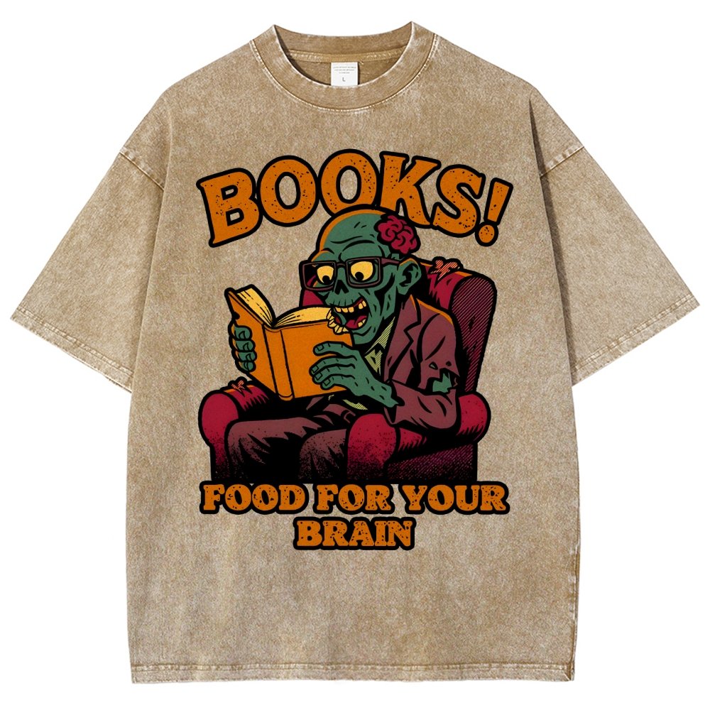 Books! Food For Your Brain Vintage Distressed T-shirt