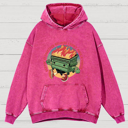 Flaming Dumpster Nerdy Vintage Distressed Hoodie
