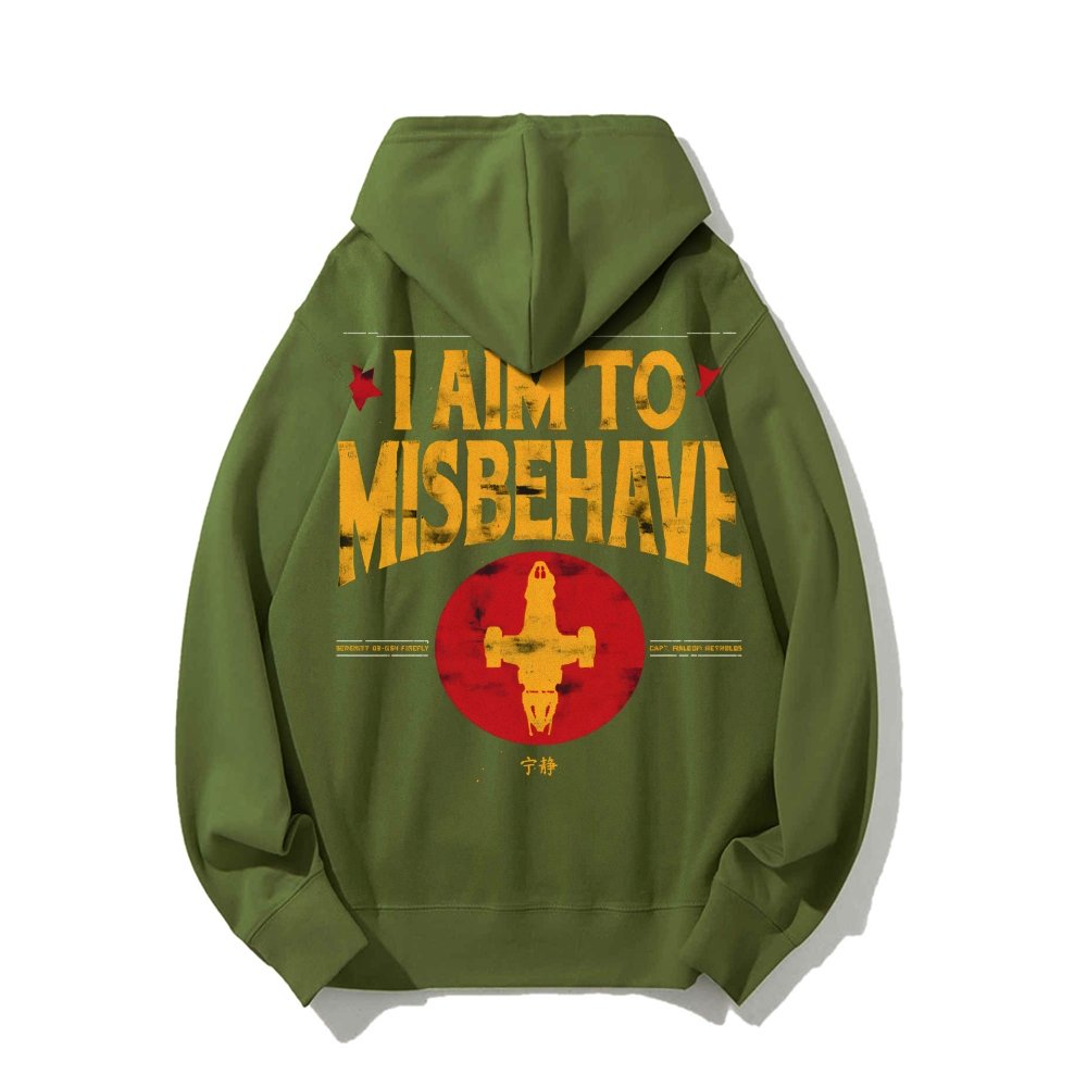 I Aim To Misbehave Geeky Printed Back Cotton Hoodie