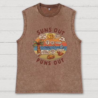 Suns out, Puns Out Vintage Distressed Washed Tank