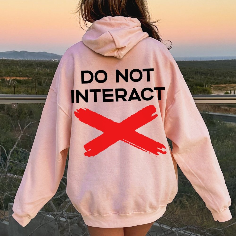 Do Not Interact Printed Back Unisex Cotton Hoodie