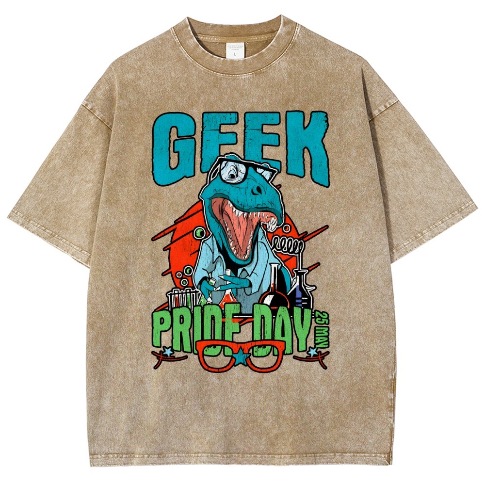 Geek Pride Day Dinosaur Rex Vintage Distressed T-shirt