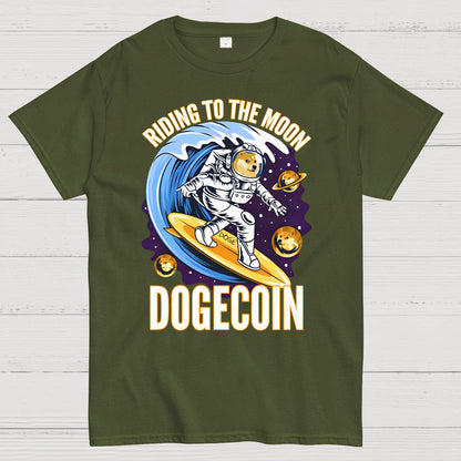 Riding To The Moon Dogecoin DOGE Geek T-Shirt