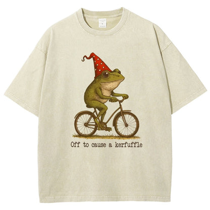 Off to Cause a Kerfuffle Frog Vintage Distressed T-shirt