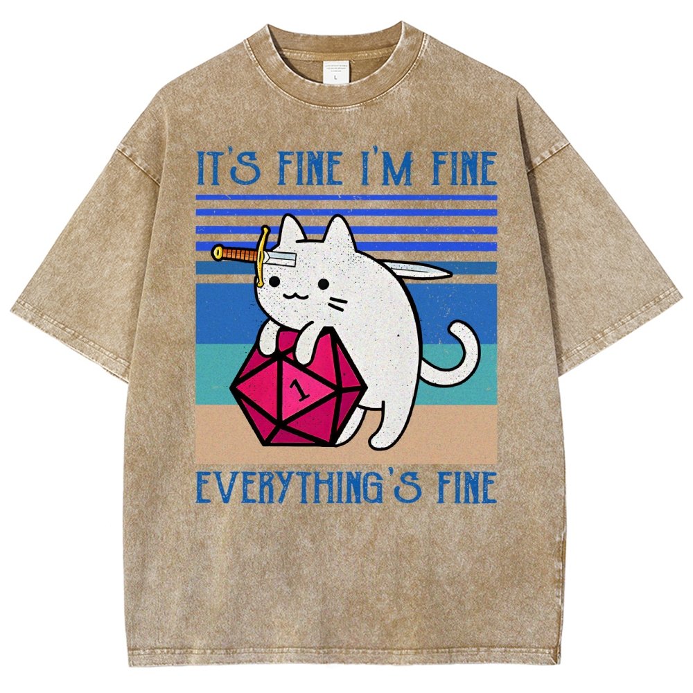 Cat It's Fine I'm Fine Everything's Fine Vintage Distressed T-shirt
