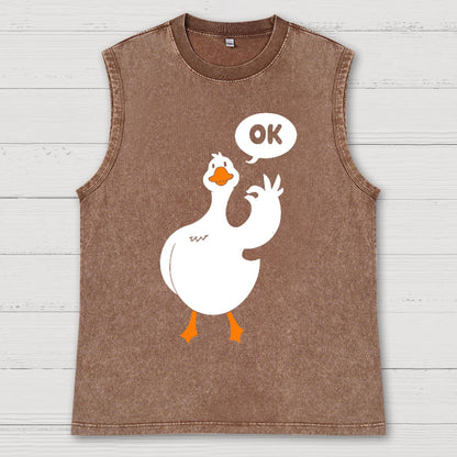 Duck ok Funny Vintage Distressed Washed Tank