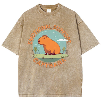 Emotional Support Capybara Vintage Distressed T-shirt