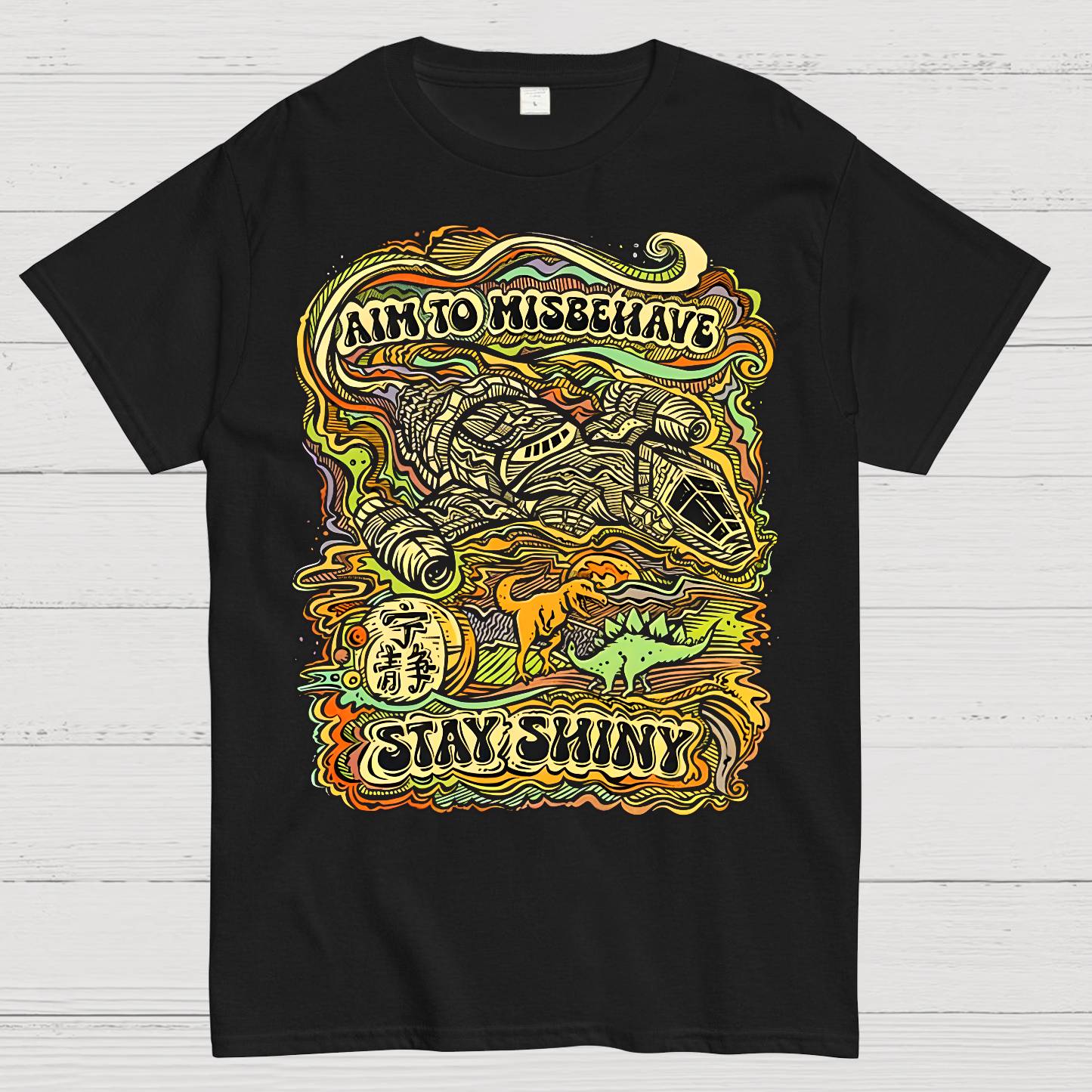 Aim to Misbehave, Stay Shiny Geek T-Shirt