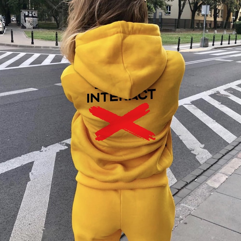Do Not Interact Printed Back Unisex Cotton Hoodie