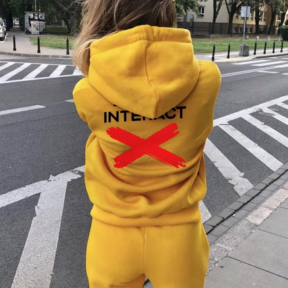 Do Not Interact Printed Back Unisex Cotton Hoodie